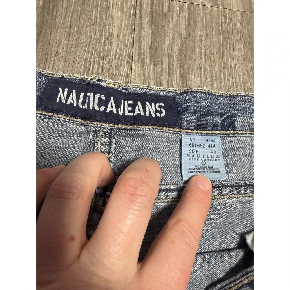 Vintage Nautica Jean Shorts Men's 40‎ Mid Wash Denim Carpenter  baggy 90s Skater